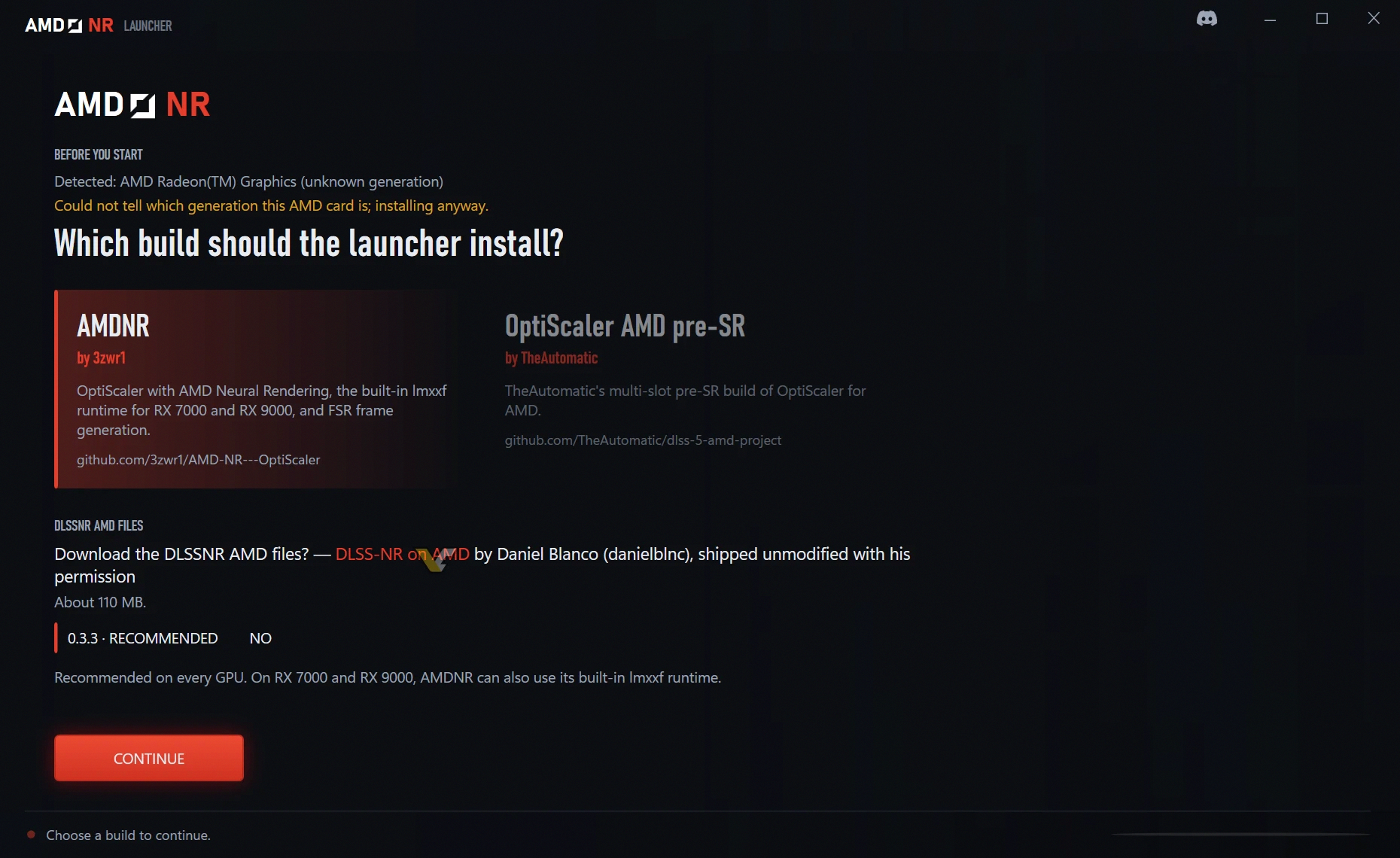 screenshots amd nr launcher build chooser, AMDNR by 3zwr1, danielblnc DLSS-NR on AMD